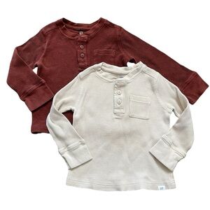 GAP | Waffle Henley Shirt Set Ivory + Rust